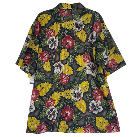 Vtg ODO Hawaiian Shirt XL Mesh Coconut Buttons 90s y2K Resort Cruise Beach Wear - Picture 4 of 9